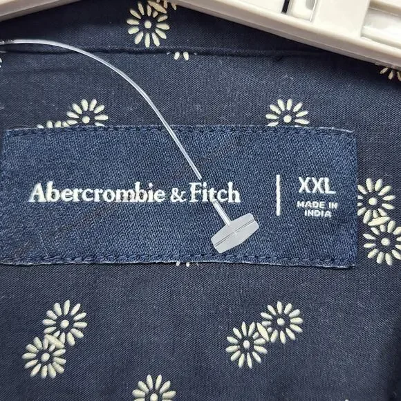 Abercrombie & Fitch Men’s XXL Blue Floral Print Camp Shirt Viscose Soft Hipster - Picture 5 of 8